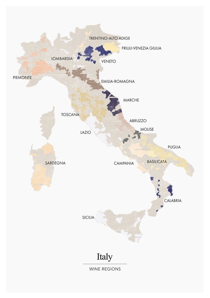 "Dear Sam Italy Wine Regions 21x30 Poster, High-Quality Worldwide Shipping, 90-Day Return"