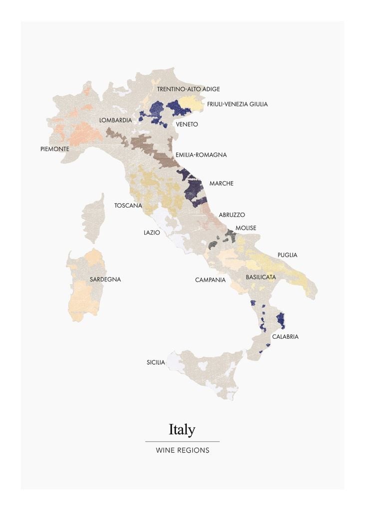 Plakat - Italy Wine Regions 50x70 - Dear Sam