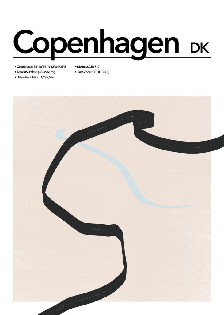 Poster - Copenhagen Abstract 50x70 - Dear Sam