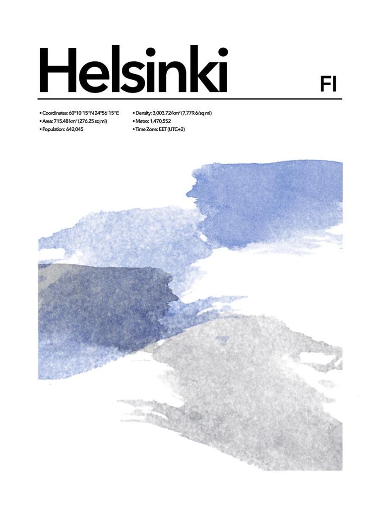 Plakat - Helsinki Abstract 30x40 - Dear Sam