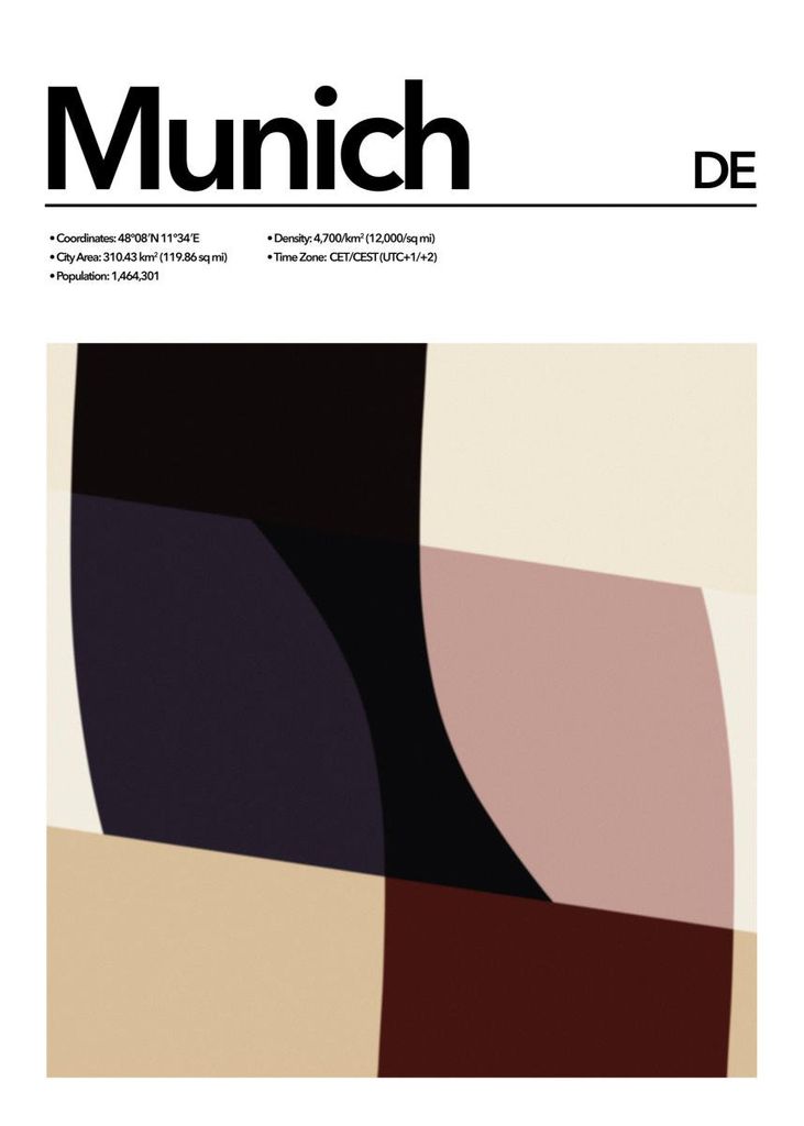 Dear Sam München abstrakt 50x70 Poster, Stadt Ort Deutschland Abstrakt