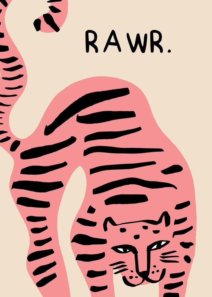 Dear Sam Grafik-Poster, Moderne Wandkunst, Kombinierbar, Tiger, Kinder, Bunt, Fotowand, 50x70