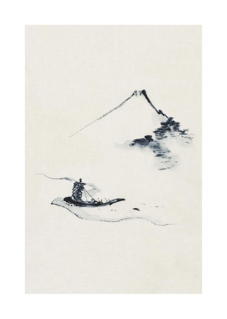 Poster - Small Boat On A River With Mount Fuji By Hokusai 50x70 - Dear Sam
