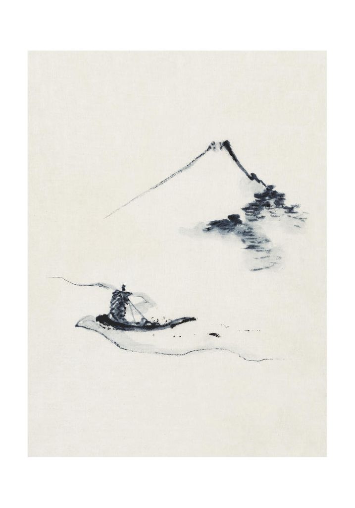 Poster - Small Boat On A River With Mount Fuji By Hokusai 70x100 - Dear Sam