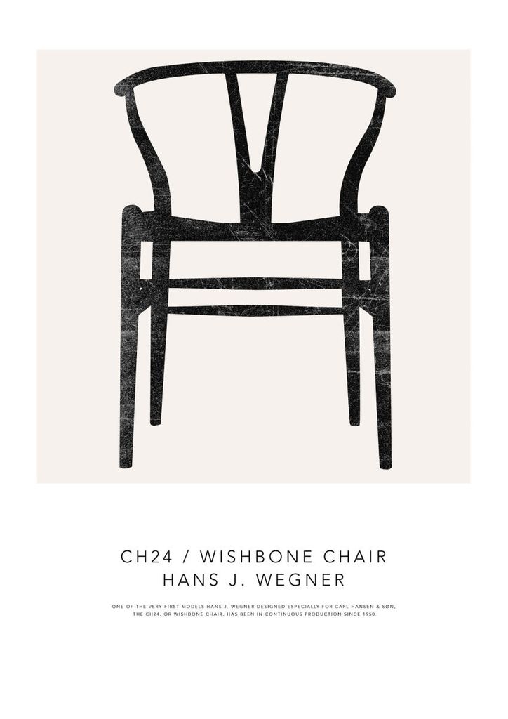 Dear Sam Poster, Wishbone Chair 21x30 - Moderner Look, Grafische Kunst, Einzigartige Fotowand
