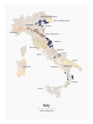 Italy Wine Regions 30x40