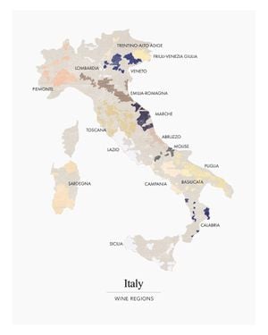 Italy Wine Regions 40x50