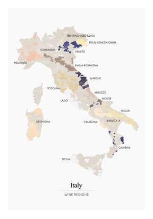 Italy Wine Regions 70x100