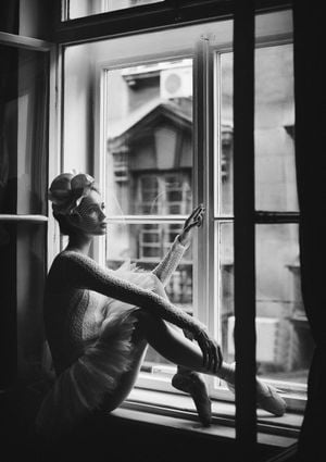 Ballerina In Window 21x30