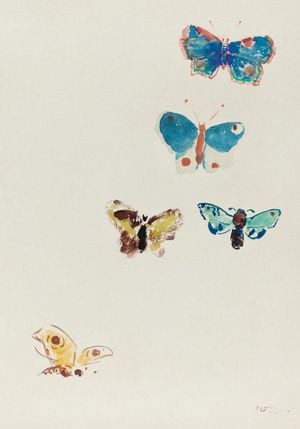 Five Butterflies By O.Redon 70x100