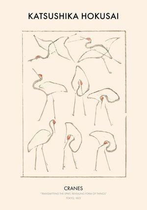 Hokusai Cranes 70x100