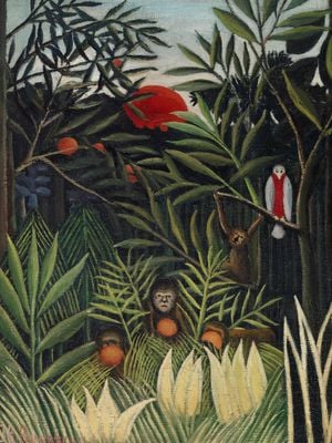Monkeys And Parrot By Rousseau 30x40