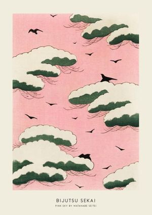 Pink Sky By Watanabe Seitei 21x30