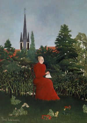 Portrait Of A Woman In A Landscape By Rousseau 21x30