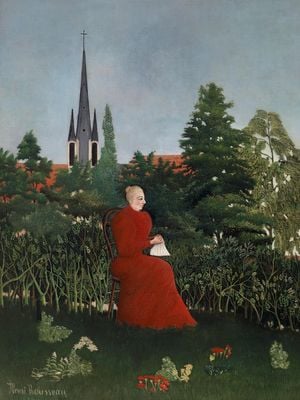 Portrait Of A Woman In A Landscape By Rousseau 30x40