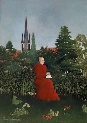 Portrait Of A Woman In A Landscape By Rousseau