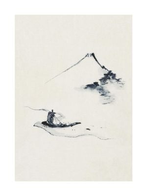 Small Boat On A River With Mount Fuji By Hokusai 30x40