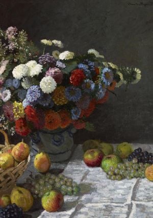 Still Life With Flowers And Fruit By Monet 21x30