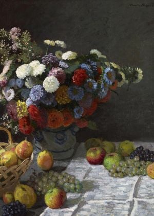 Still Life With Flowers And Fruit By Monet