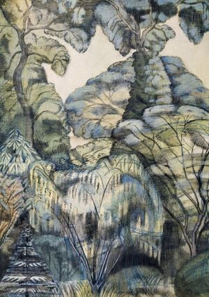 Trees In Bird Garden By Paul Nash 21x30