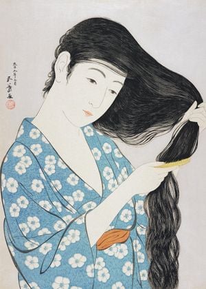 Woman Combing Her Hair By G.Hashiguchi