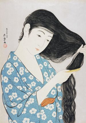Woman Combing Her Hair By G.Hashiguchi 70x100