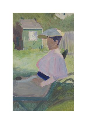 Woman On Garden Chair By Richard Bergh 21x30