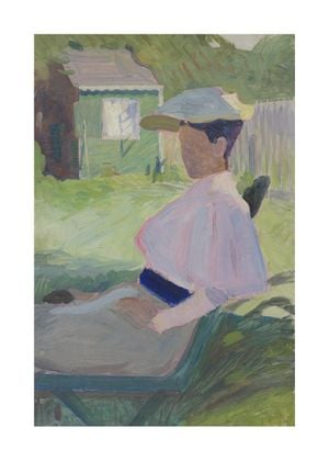 Woman On Garden Chair By Richard Bergh 50x70