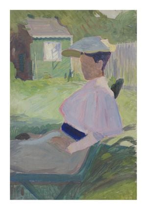 Woman On Garden Chair By Richard Bergh 70x100