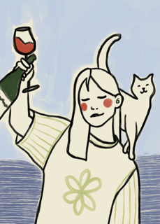 Cats And Wine 2, Blå