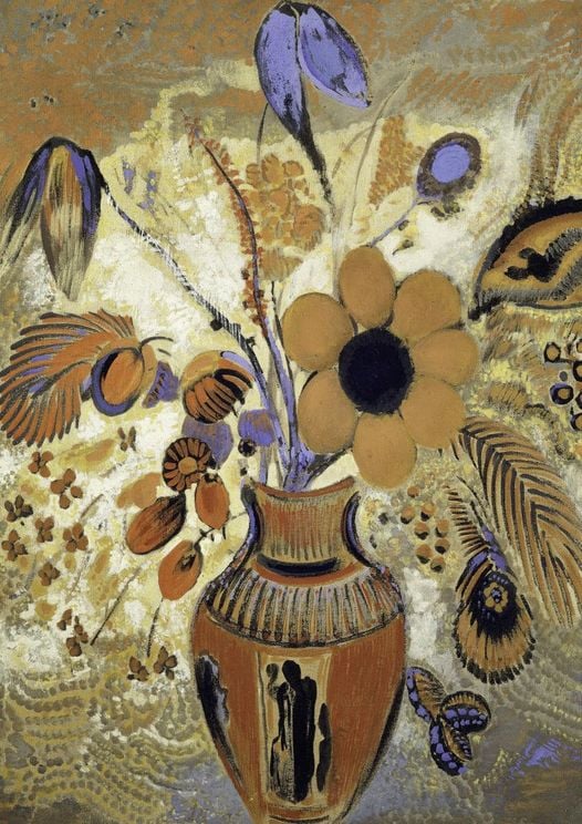 Etruscan Vase With Flowers By O.Redon