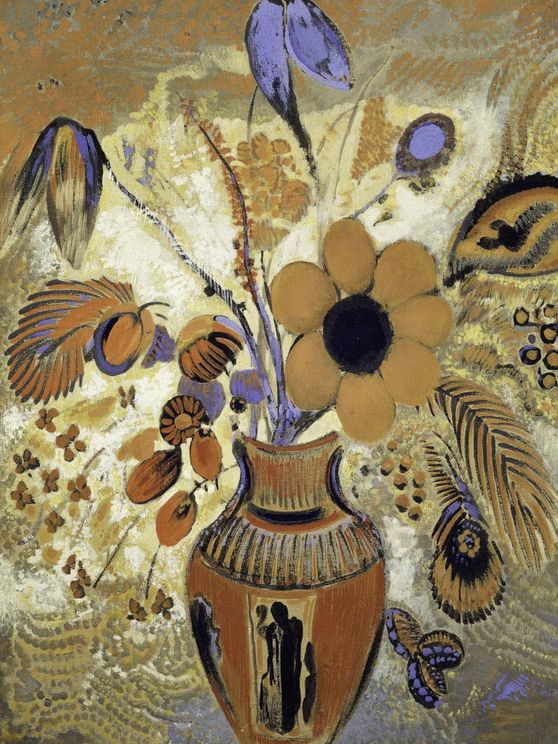 Etruscan Vase With Flowers By O.Redon