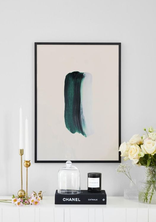 Green White Abstract Stroke