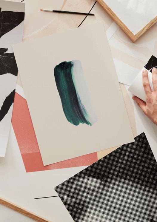 Green White Abstract Stroke