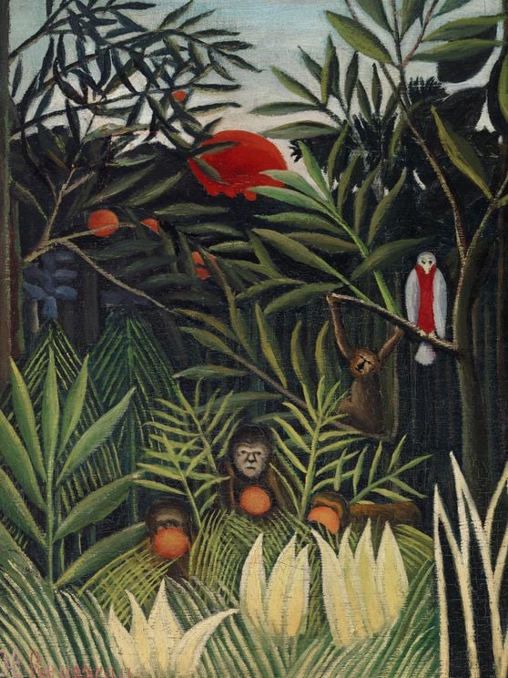 Monkeys And Parrot By Rousseau