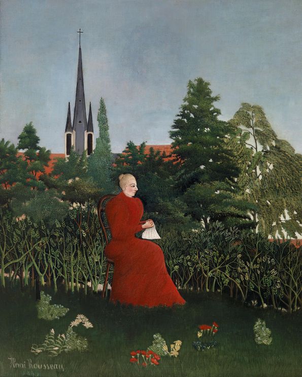 Portrait Of A Woman In A Landscape By Rousseau