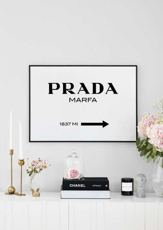 Inramad Poster / Tavla - Prada (White) - Artgeist →