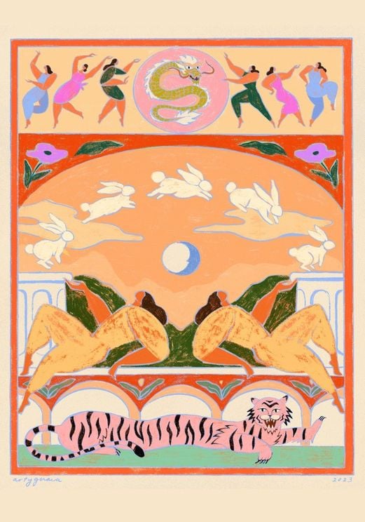 Rabbit Jumps Over the Moon 50x70
