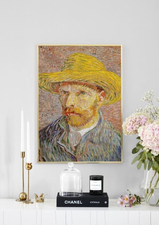 Self Portrait With A Straw Hat By Van Gogh