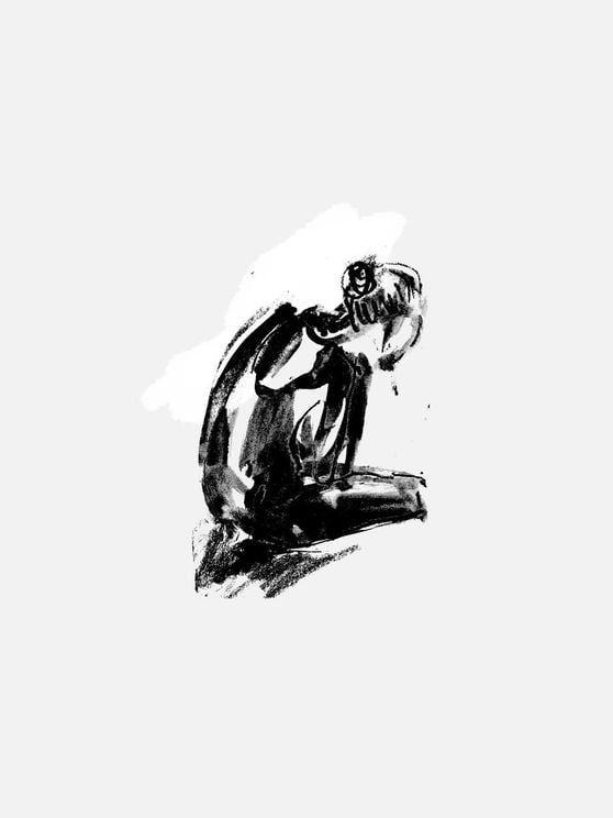 Sketch Of Woman Sitting