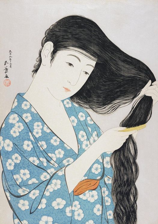 Woman Combing Her Hair By G.Hashiguchi