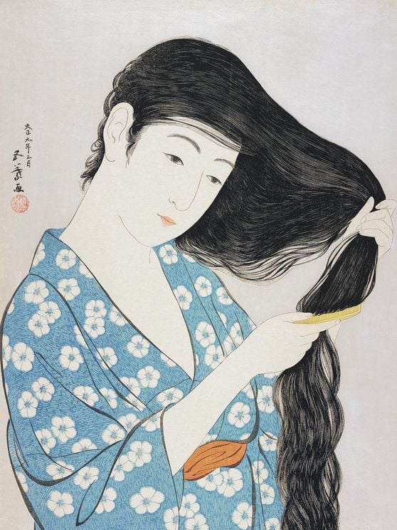 Woman Combing Her Hair By G.Hashiguchi