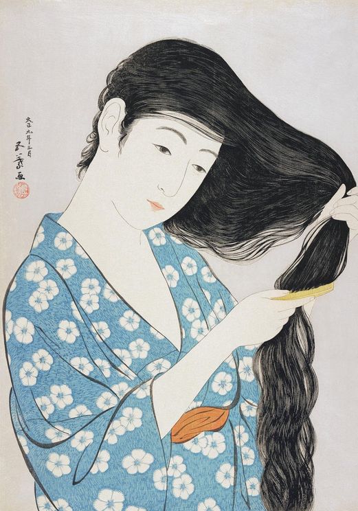 Woman Combing Her Hair By G.Hashiguchi