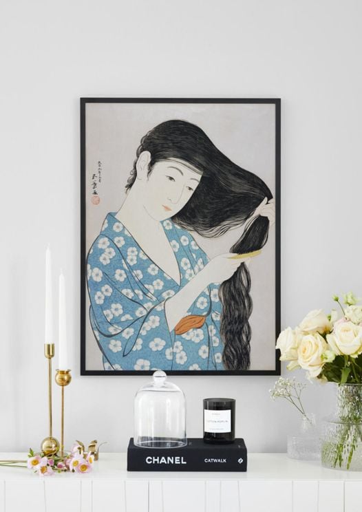 Woman Combing Her Hair By G.Hashiguchi