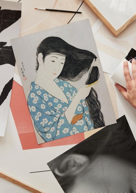 Woman Combing Her Hair By G.Hashiguchi