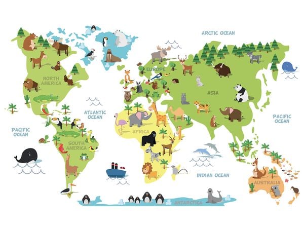 World Map Animals