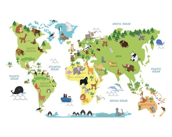 World Map Animals
